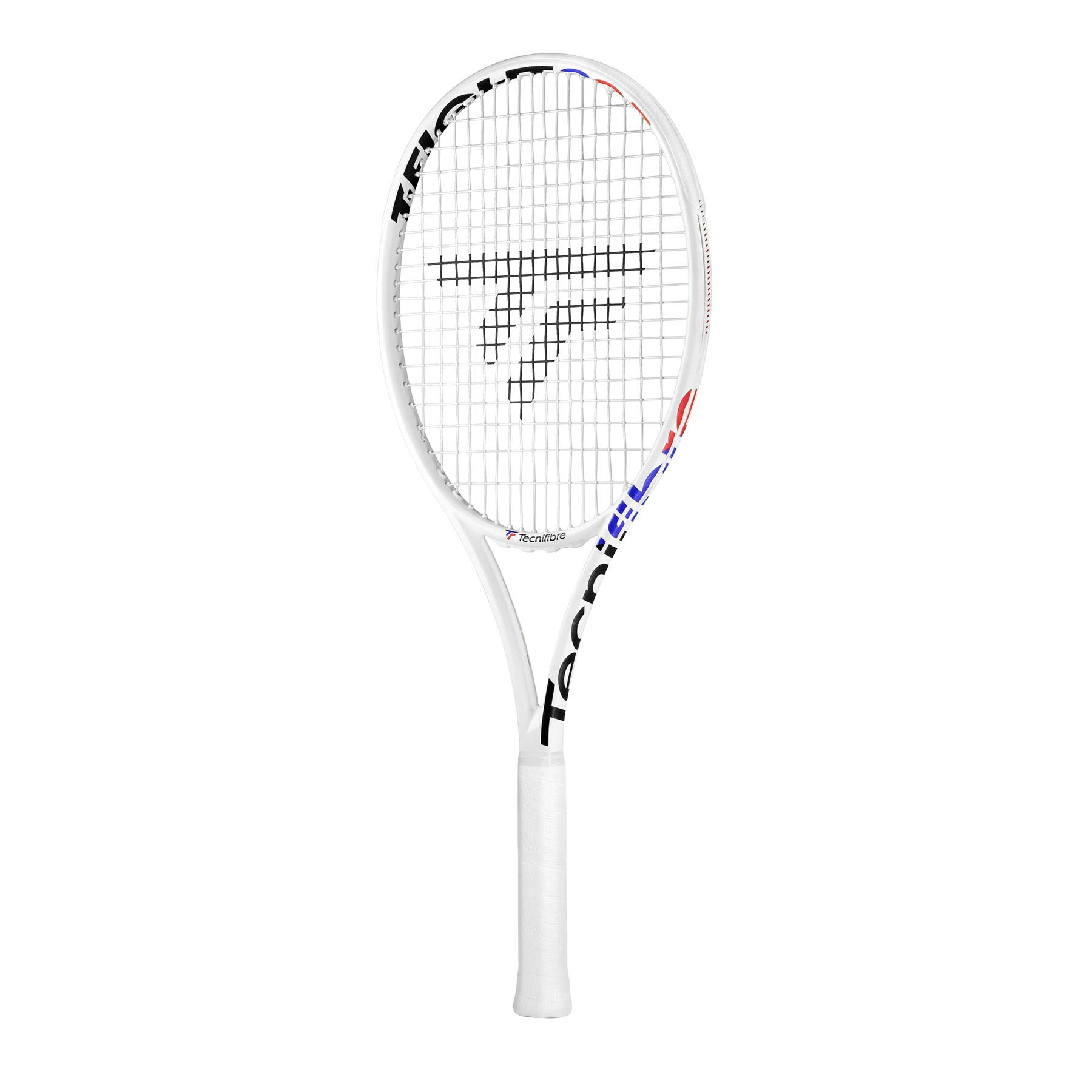 Tecnifibre T-Fight ISO 280 Tennis Racket with a white, royal, and red color scheme