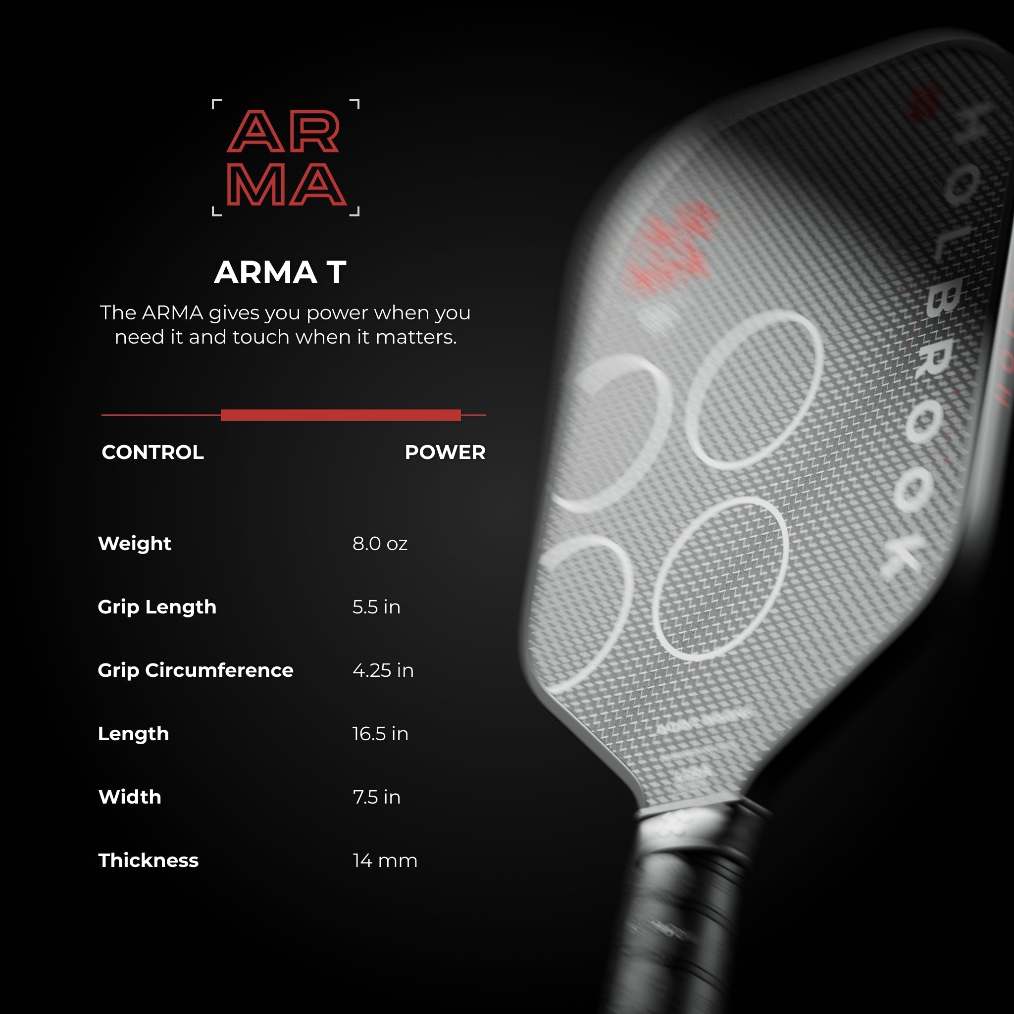 Holbrook Arma T Metallic 14mm Pickleball Paddle - Racquet Point