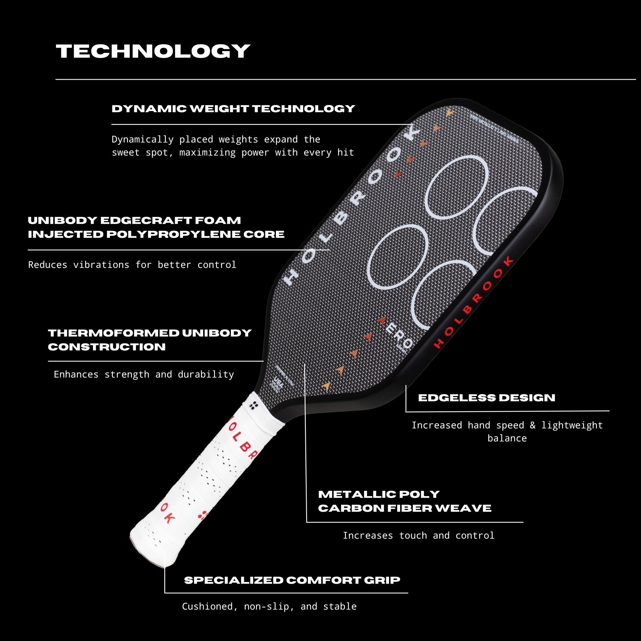 Holbrook Pro Aero Metallic T Pickleball Paddle (14mm / 16mm) - Racquet Point