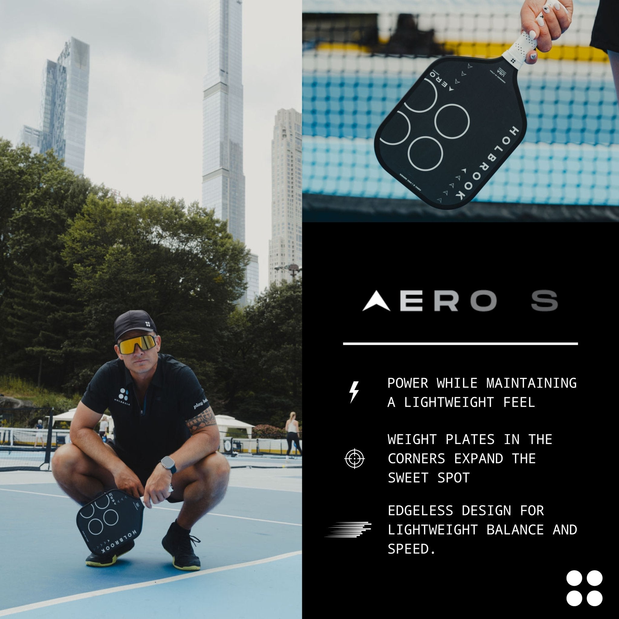 Holbrook Pro Aero S 16mm Square Pickleball Paddle - Racquet Point