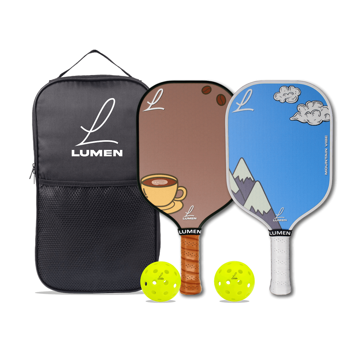 Lumen Coffee & Mountain Vibe Fiberglass Pickleball Paddle Set - Racquet Point