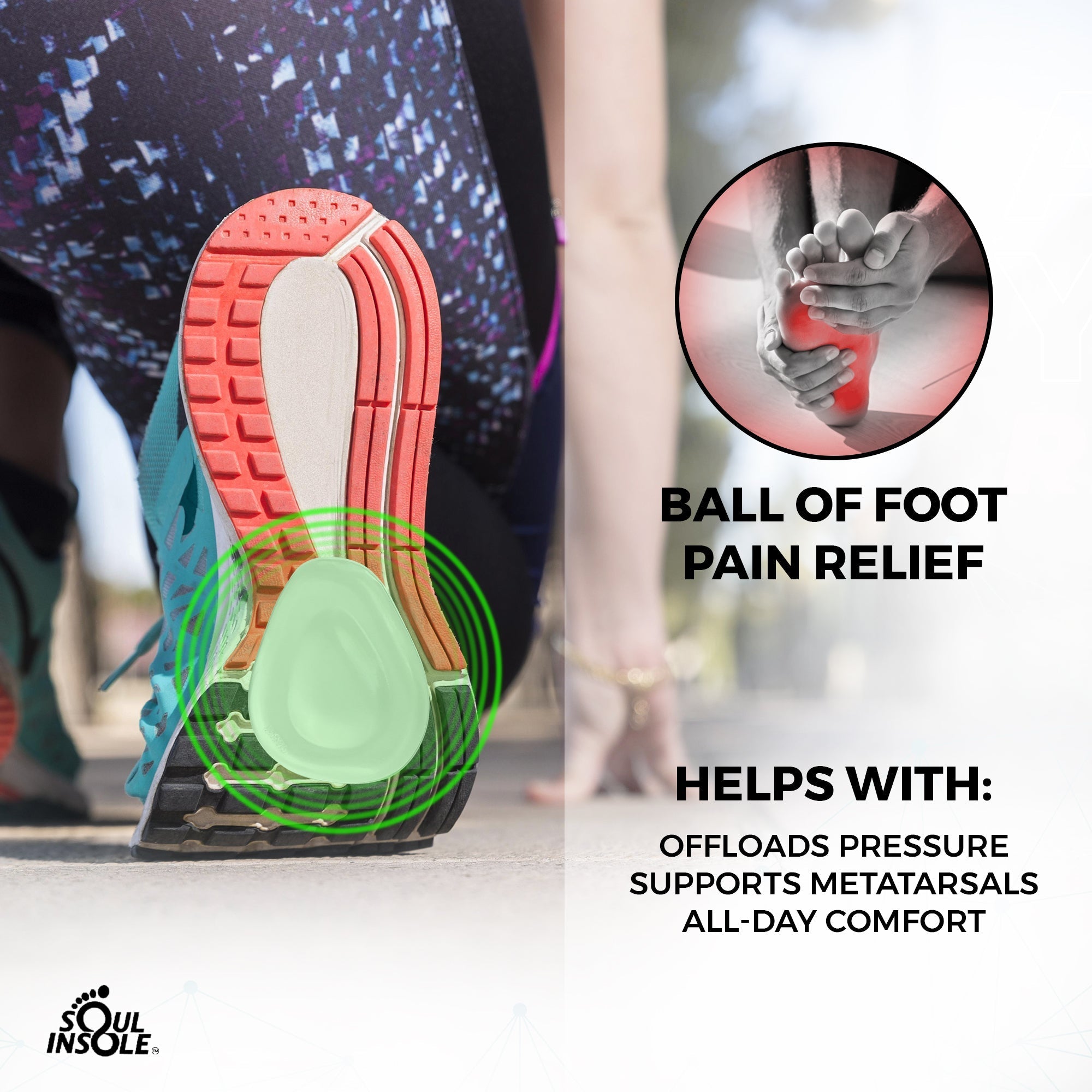 Soul Insole Metatarsal Pad (Re-Usable, Adhesive) - Racquet Point