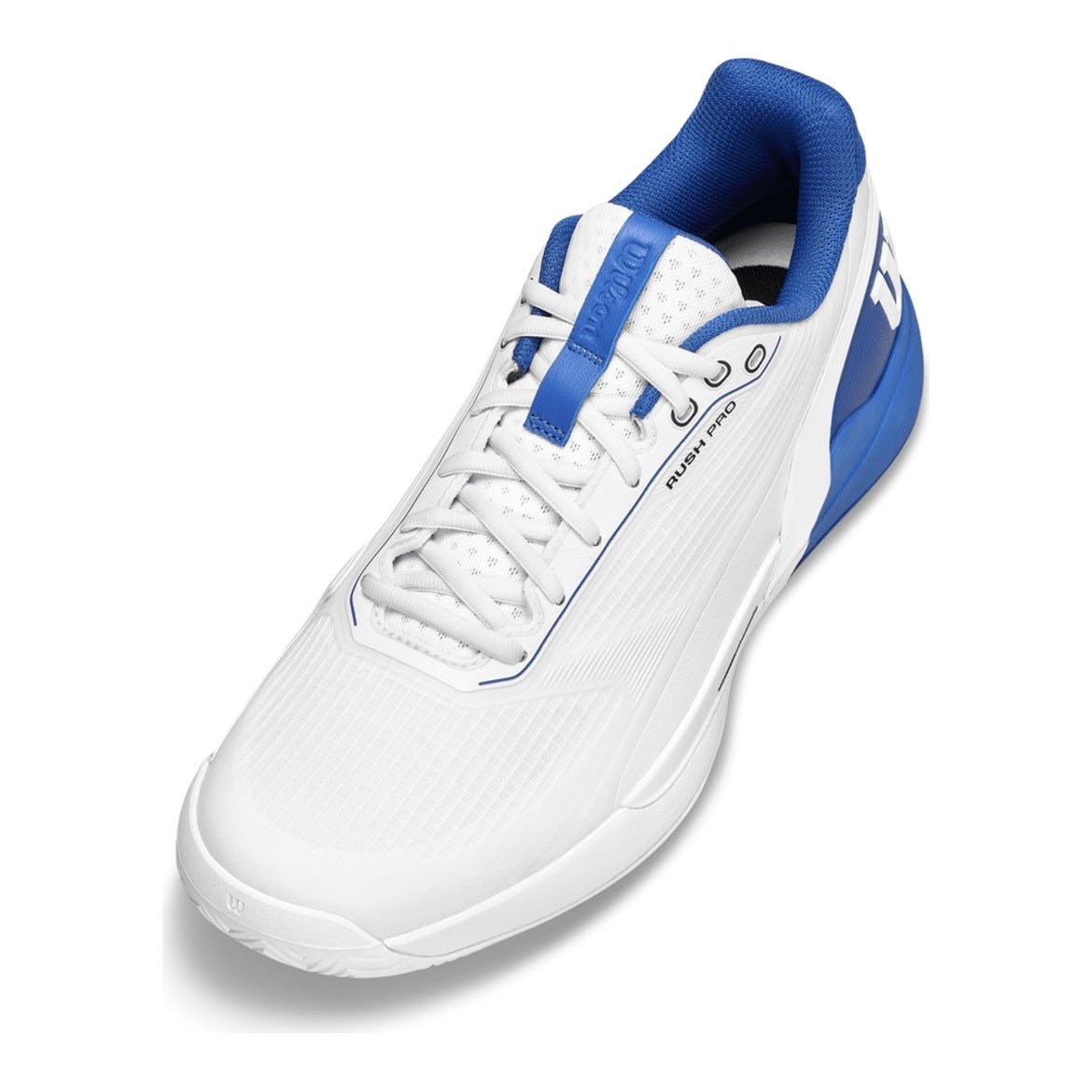 Wilson Rush Pro 5 Men's Tennis Shoes - White/Deja Vu Blue - Racquet Point