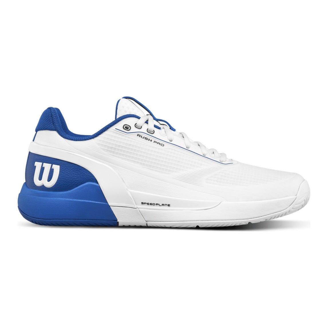 Wilson Rush Pro 5 Men's Tennis Shoes - White/Deja Vu Blue - Racquet Point