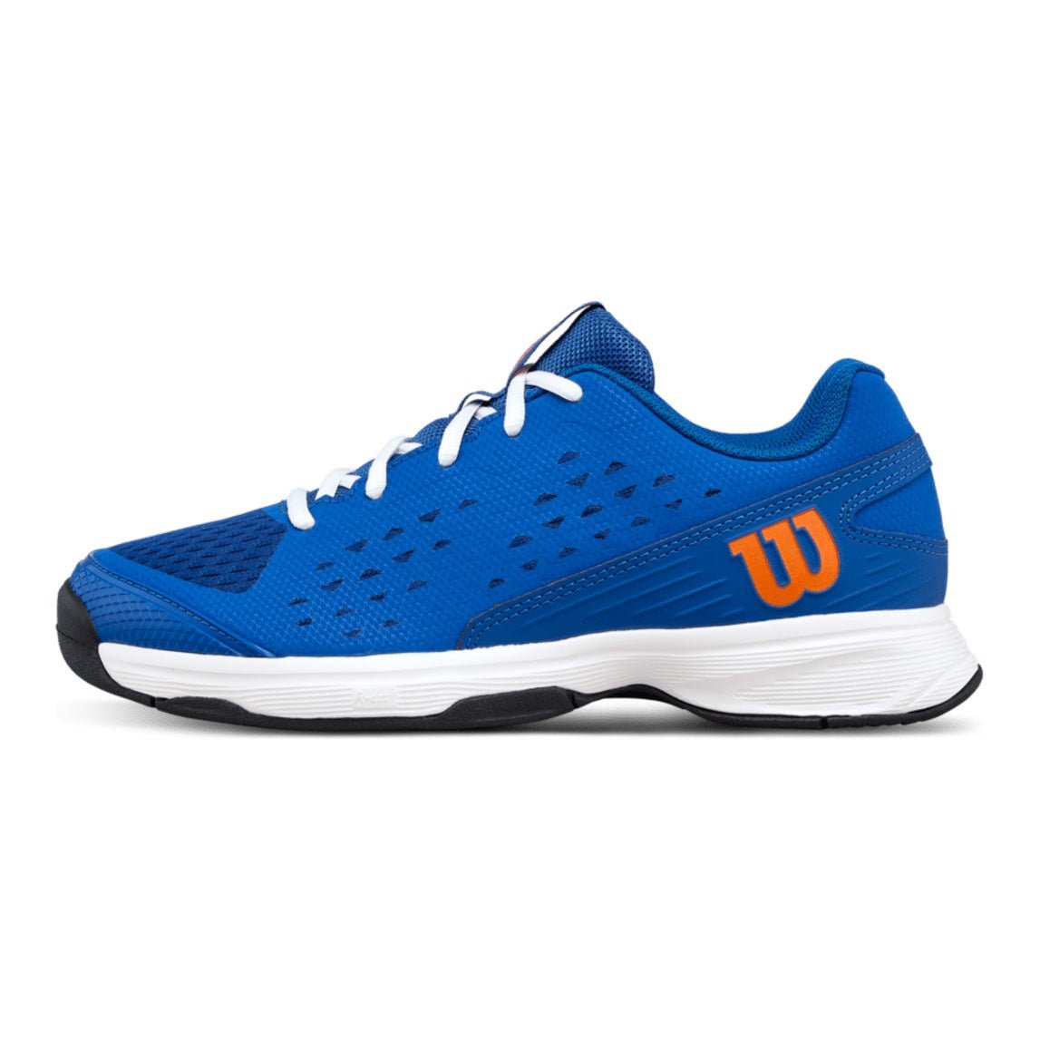 Wilson Rush Pro Jr L Tennis Shoes - Deja Vu Blue/Orange Tiger - Racquet Point