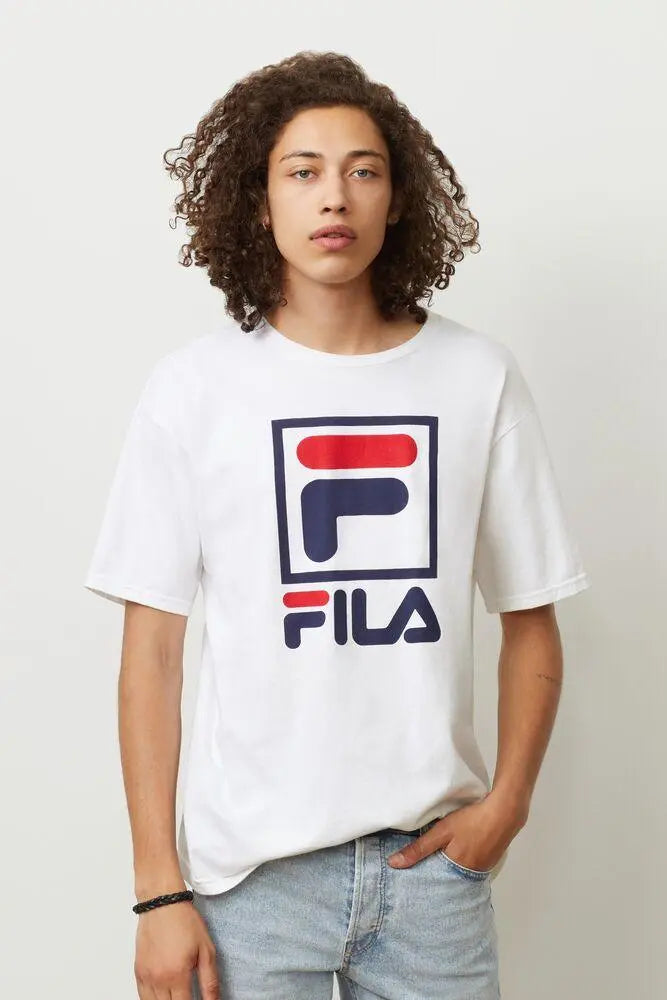 Fila Men's Stacked T-Shirt - White - Racquet Point