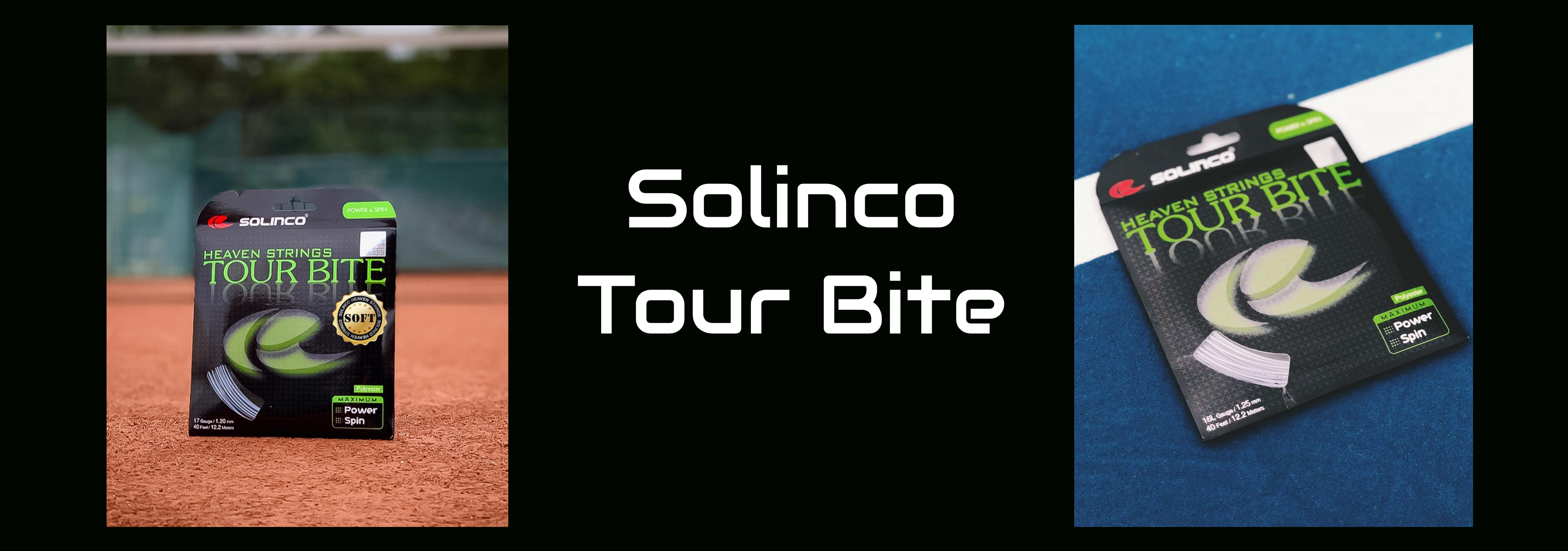 A display of Solinco Tour Bite Strings at Racquet Point