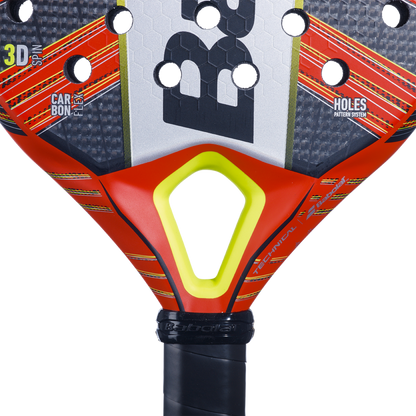 A padel racket with dynamic power and preciseness in attacking shots.