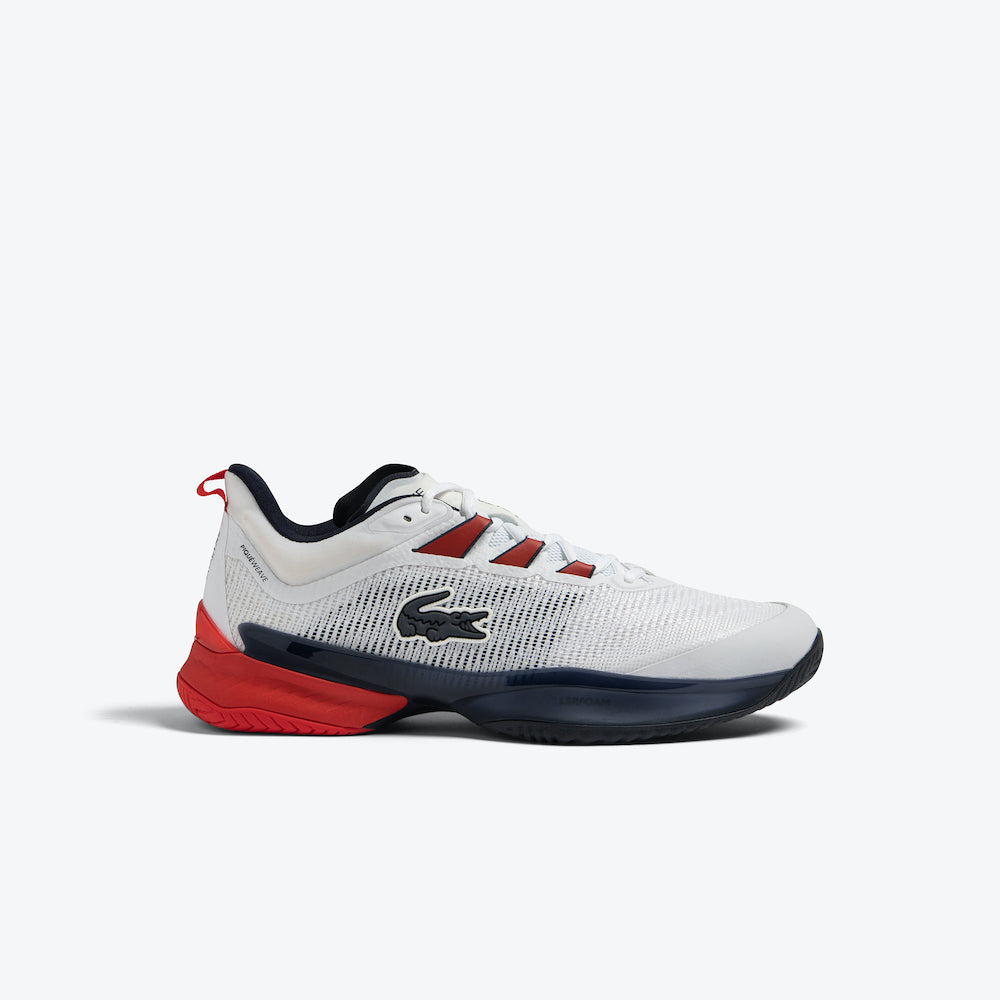 Lacoste AG-LT23 Ultra Men’s Tennis Shoes in White/Navy/Red, designed for elite tennis performance