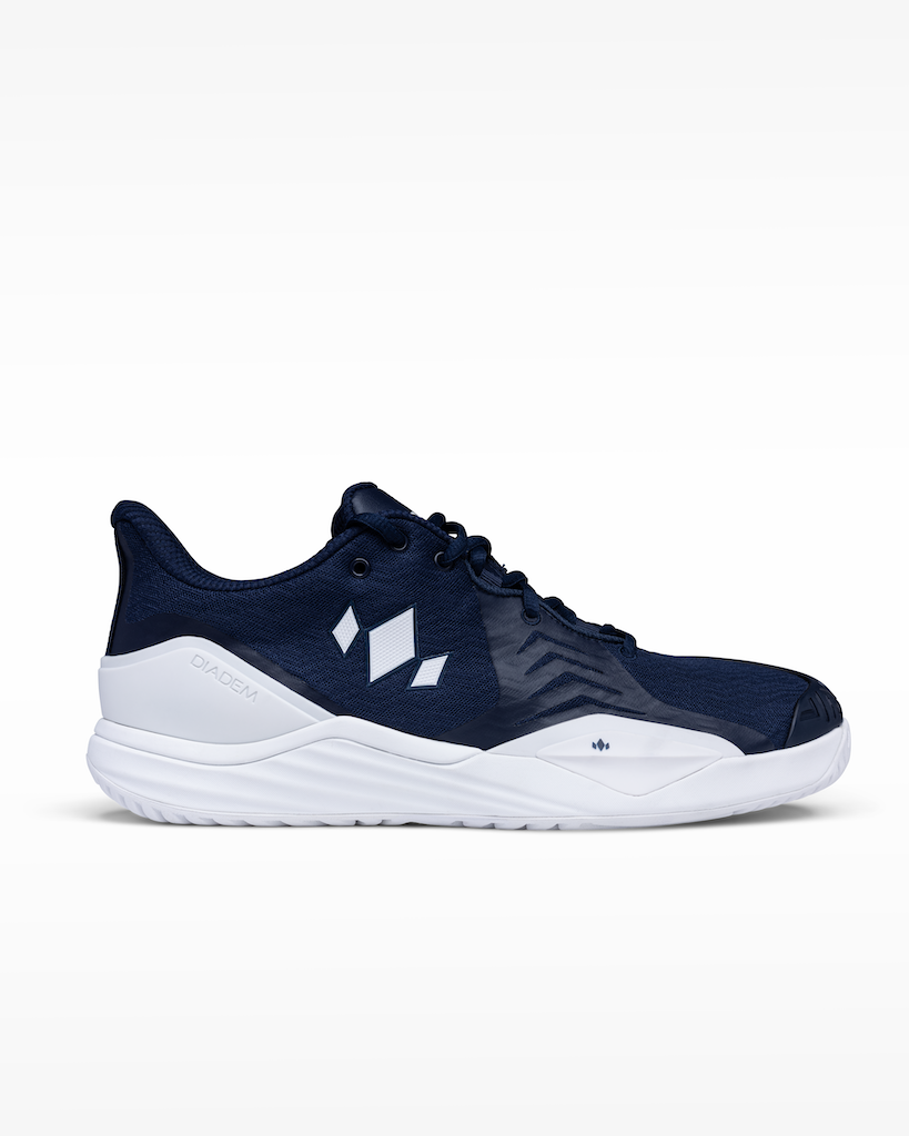 Diadem Court Burst Wide (2E) Men's Tennis Shoes, Navy/White colourway, right - Racquet Point
