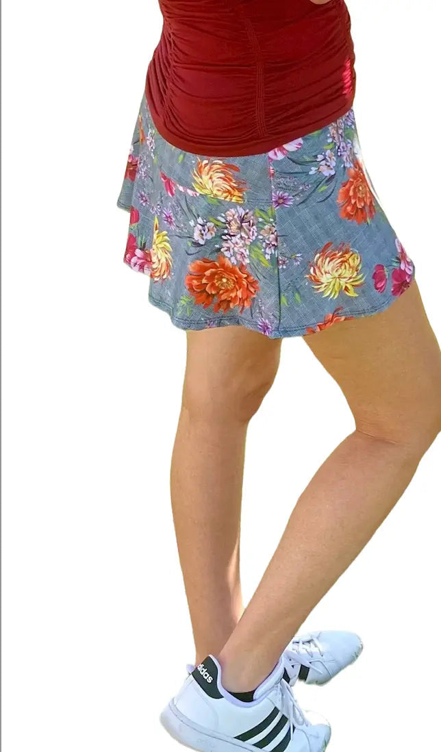 Nola Plaid Floral Tennis Skirt - side