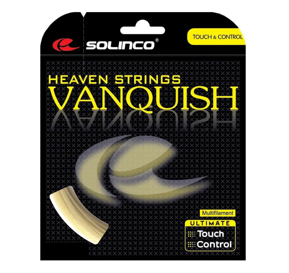 Close-up of the Solinco Vanquish 16 Tennis String