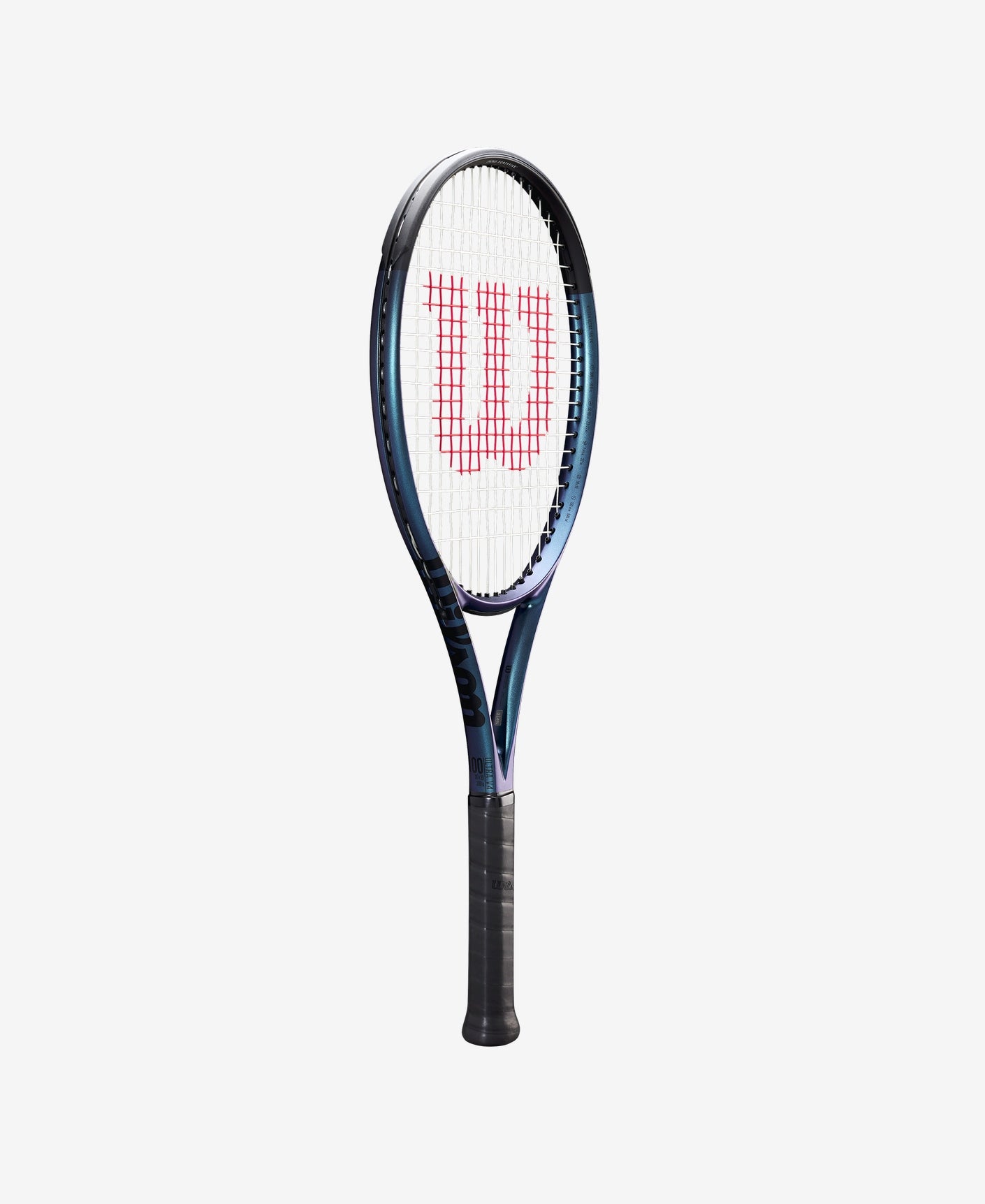 Wilson Ultra 100 V4 Tennis Racket displaying its unique color-shifting blue design