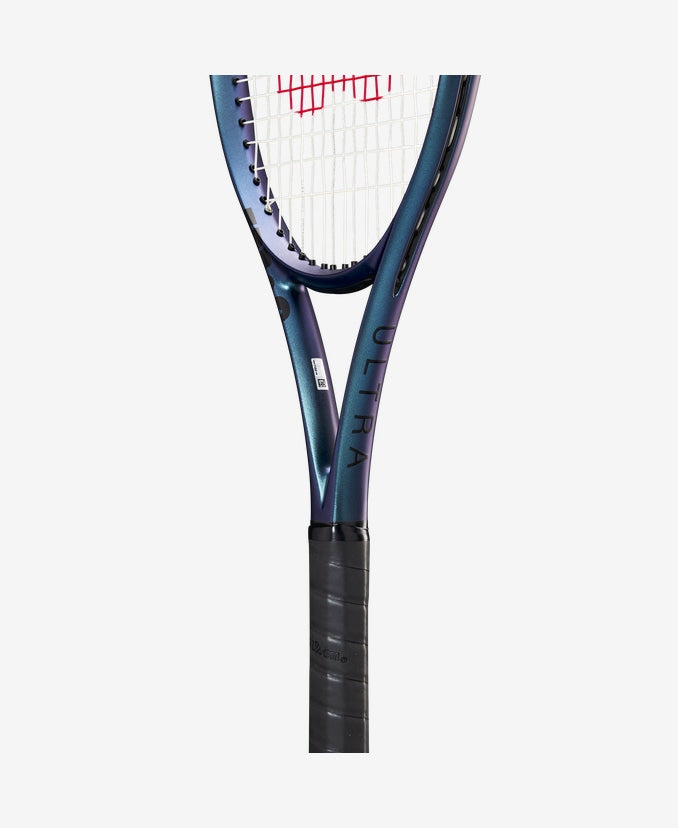 The Wilson Ultra 100 V4 Tennis Racket with an innovative FORTYFIVE° construction