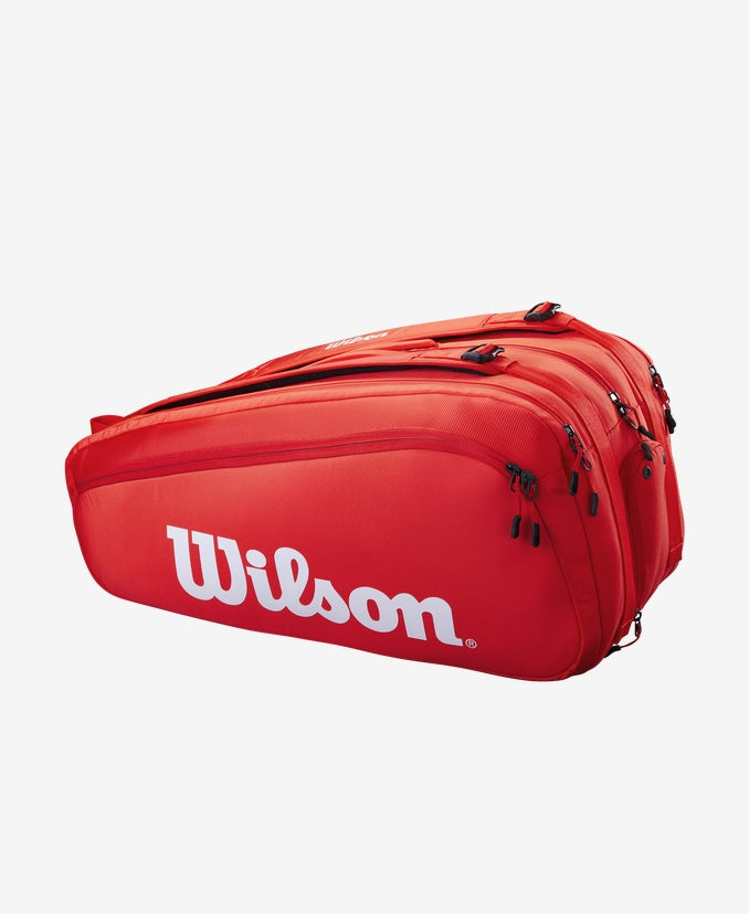 Classic Design of the Wilson Super Tour 15 Pack Tennis Bag - Red