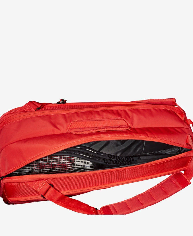 Premium Wilson Super Tour 6 Pack Tennis Bag - Red with rackets