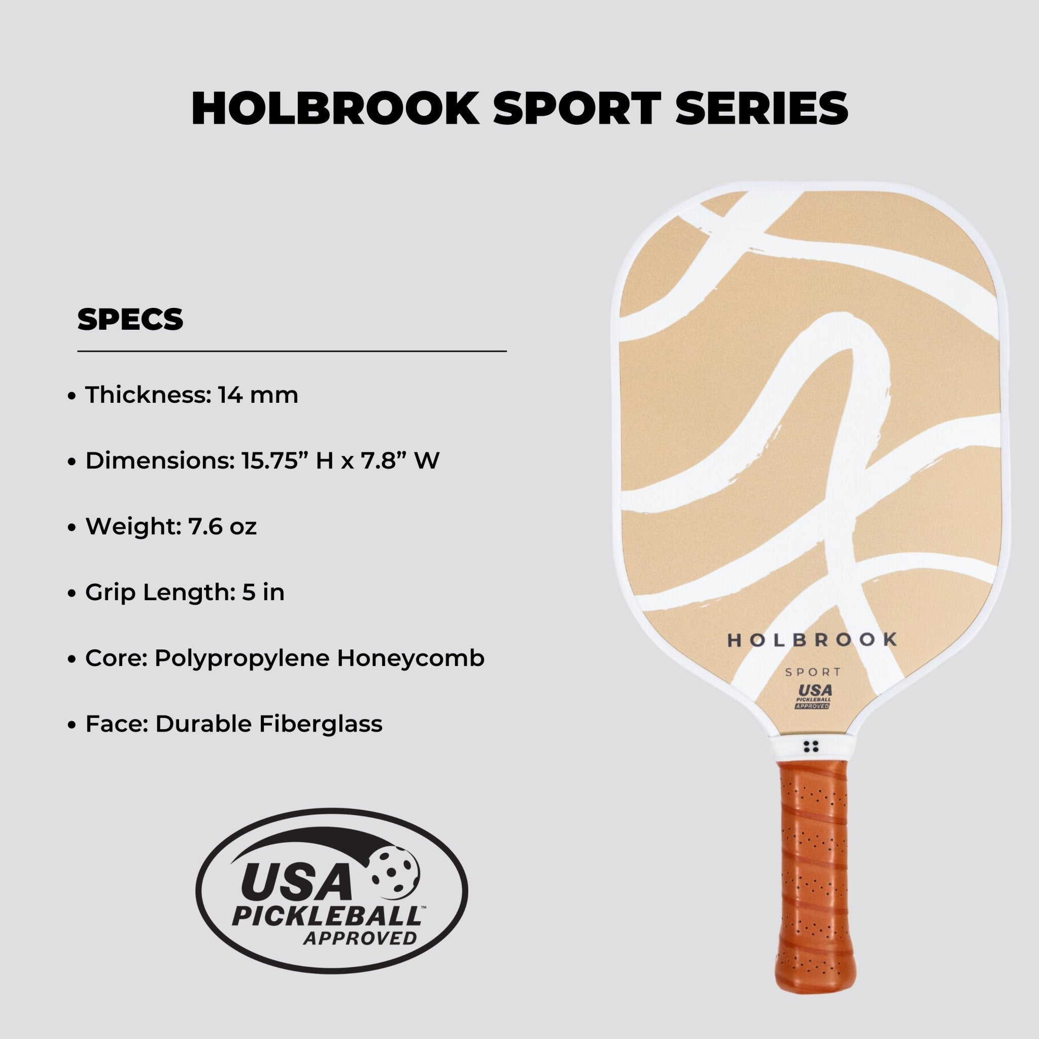 Holbrook Sport Series 14mm Pickleball Paddle — Alta, Dune & Midnight - Racquet Point