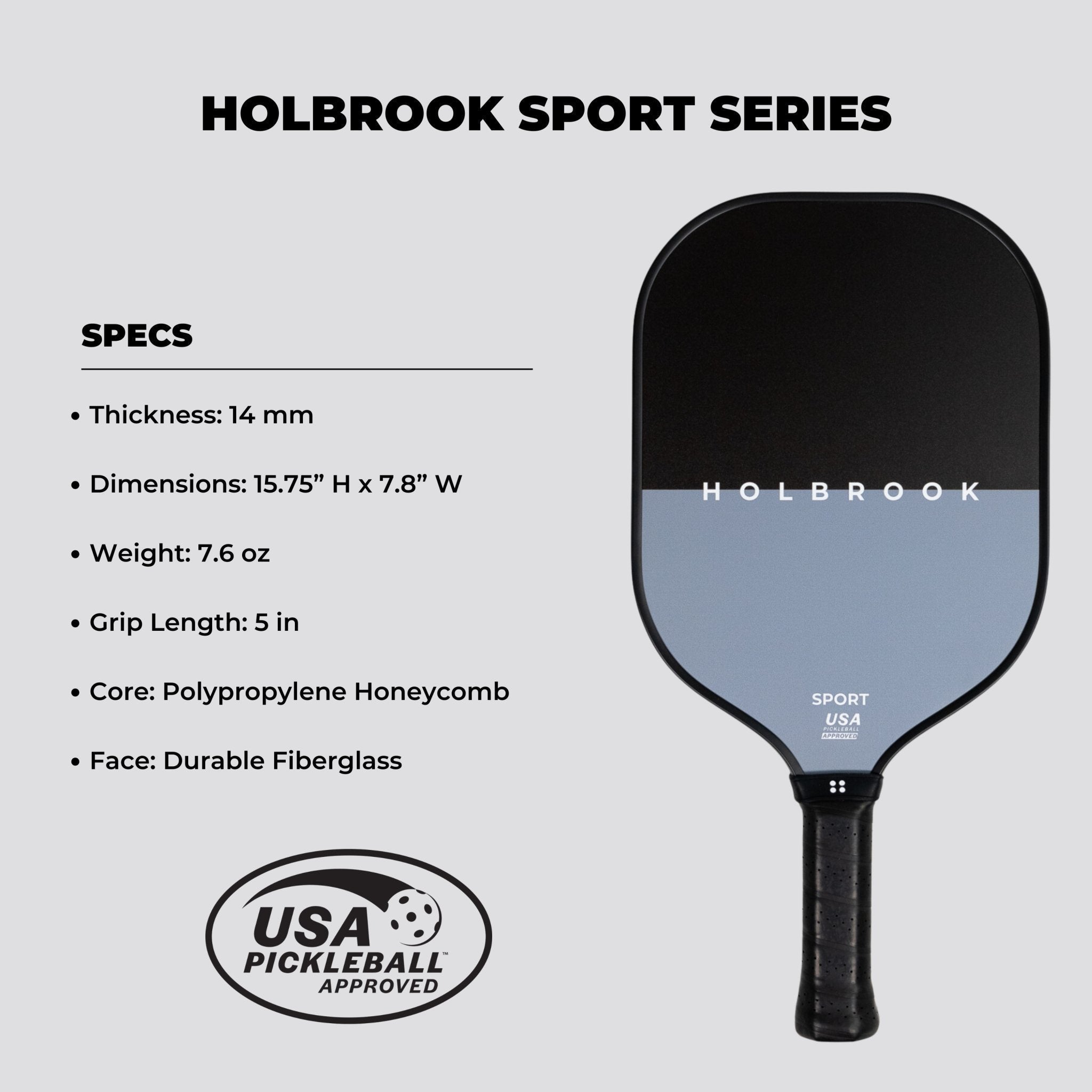 Holbrook Sport Series 14mm Pickleball Paddle — Alta, Dune & Midnight - Racquet Point