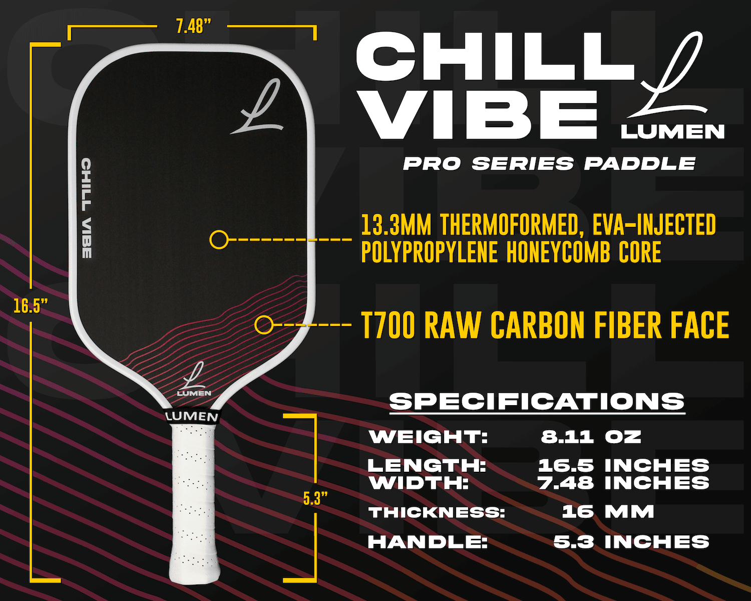 Lumen Bold & Chill Vibe Thermoformed T700 Pickleball Paddle Set - Racquet Point