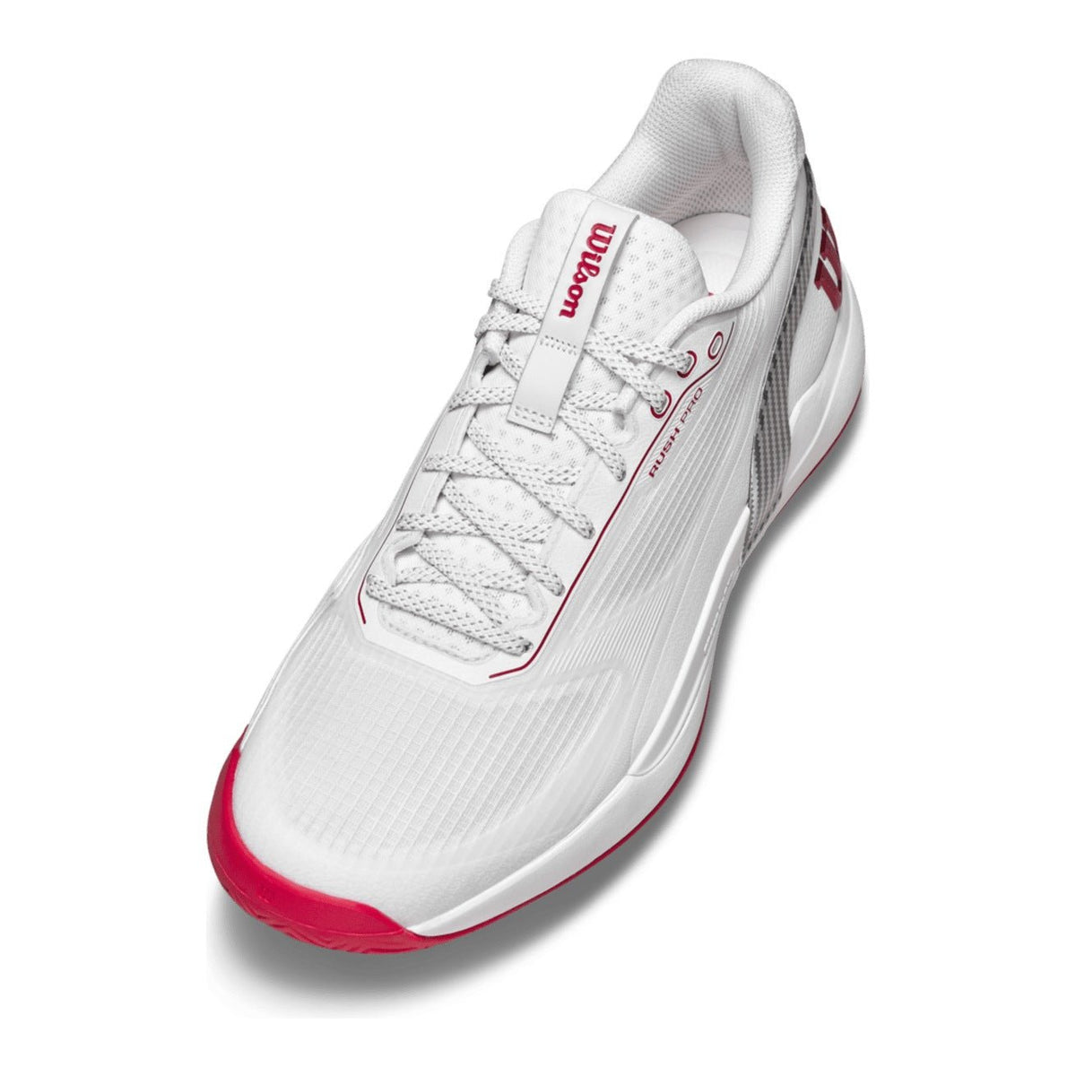 Wilson Rush Pro 5 Men's Tennis Shoes - Bright White/Wilson Red - Racquet Point