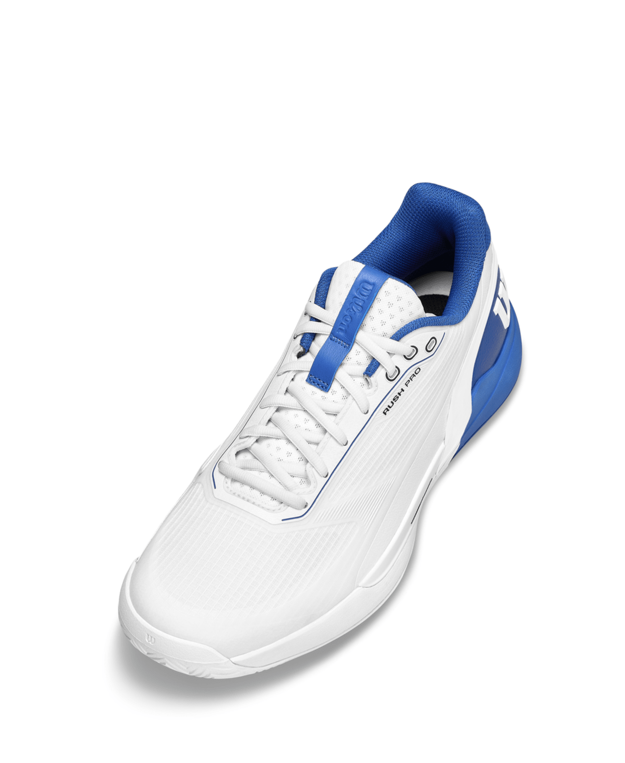 Wilson Rush Pro 5 Men's Tennis Shoes - White/Deja Vu Blue - Racquet Point