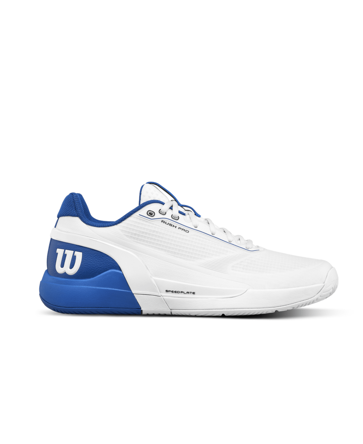 Wilson Rush Pro 5 Men's Tennis Shoes - White/Deja Vu Blue - Racquet Point