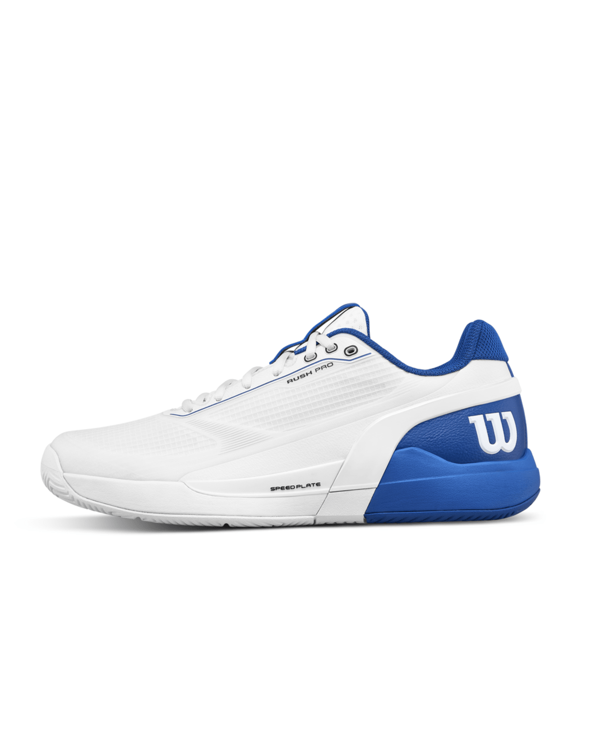 Wilson Rush Pro 5 Men's Tennis Shoes - White/Deja Vu Blue - Racquet Point