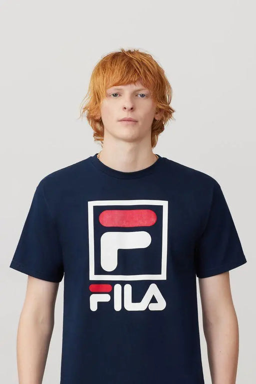 Fila Men's Stacked T-Shirt - Navy Racquet Point
