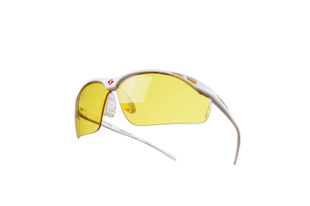 Gearbox Vision SLIM FIT Amber Lens Eyewear - White Frame Racquet Point