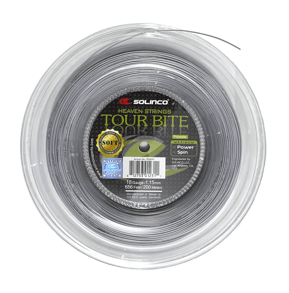 Solinco Tour Bite SOFT 18 Tennis String Reel offering exceptional feel and power