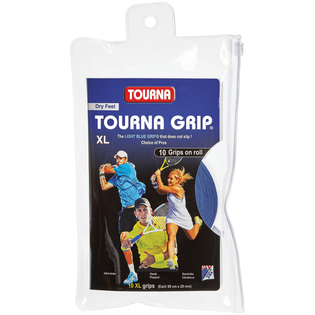 Tourna Grip Original Overgrip XL Dry Feel - Blue  - 10 Pack Racquet Point